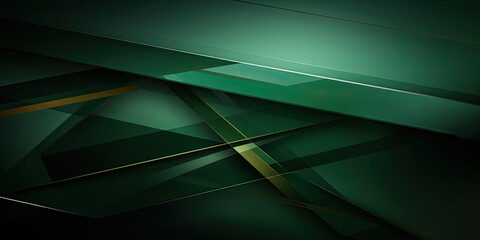 Wall Mural - Abstract 3d background, glowing geometric shapes pattern texture on dark green emerald background