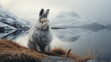 Snowshoe Hare In Winter Time, Ai Generated