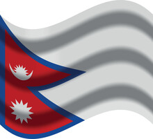Nepal Flag With Wind Icon