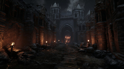 dark castle with a scary atmosphere