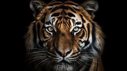 Portrait of a Tiger with a black background