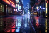 Fototapeta Londyn - night city street, Generative AI