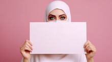 Woman Holding Blank White Board
