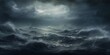 © Carl Schaad - Stormy roiling sea under a dark sky.  Waves in the ocean, large with ominous cloudy sky. Generative AI.