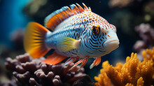 Fish With Coral HD 8K Wallpaper Stock Photographic Image
