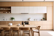 © aicandy - A Spacious and Serene Scandinavian Kitchen Oasis: Contemporary Interior Design with Clean Lines, Minimalistic Decor, and Scandinavian-inspired Furniture, Lighting, and Accessories.