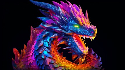 design for graphic of a gorgeous dragon on solid backg.Generative AI