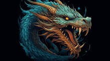 Dragon Dragon Tattoo Illustration.Generative AI