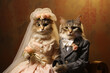 wedding of a pair of cute cats