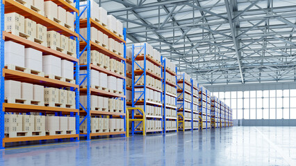 Wall Mural - Empty warehouse or storage and shelves,distribution centers