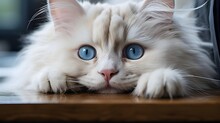 Enchanting Gaze: White Cat With Blue Eyes