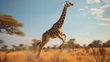 graceful giraffe on savanna run