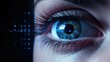 Futuristic eye with lasers and unique building implanted technology. generative AI