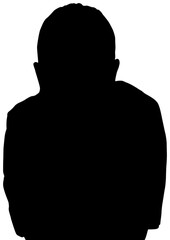 Sticker - Digital png illustration of silhouette of man's bust on transparent background