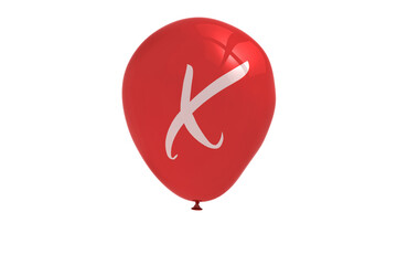 Poster - Digital png illustration of white x letter on red balloon on transparent background