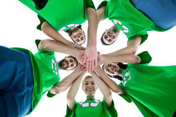 Poster - Digital png photo of smiling diverse group of people holding hands on transparent background