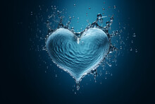 A Heart-shaped Water Image With Splashes And Ripples On A Dark Background. The Water Appears To Be In Motion, Creating A Dynamic And Captivating Visual.