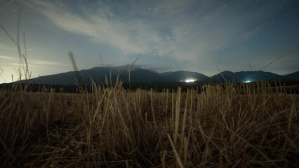 Poster - moving timelapse milky way mountain olympus greece wheat foreground wide shot
