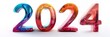 © Nattawat - Colored number 2024 the new year celebration banner on white background, AI generated