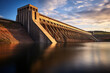 The Big hydroelectric farm at sunriser. water power energy
