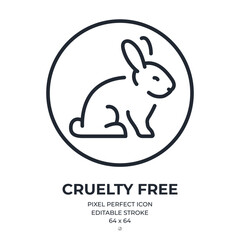 Wall Mural - Cruelty free editable stroke outline icon isolated on white background flat vector illustration. Pixel perfect. 64 x 64.