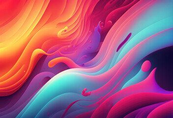 Wall Mural - Neon wave gradient background color curve layers