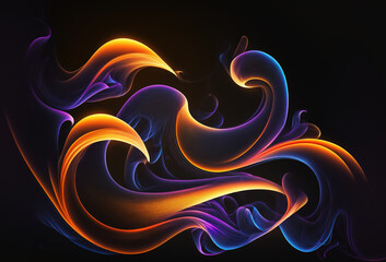 Wall Mural - Glowing swirl smoke curve neon flare flame curl