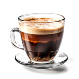 Cup of Americano Coffee with milk isolated on white background, cafeteria menu design element