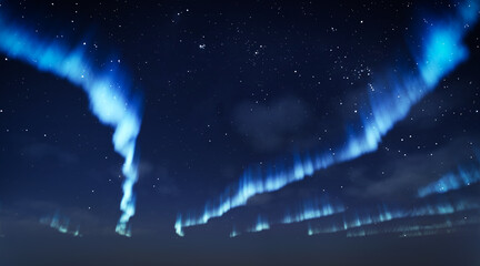Wall Mural - Night sky with space aurora or northern lights and stars