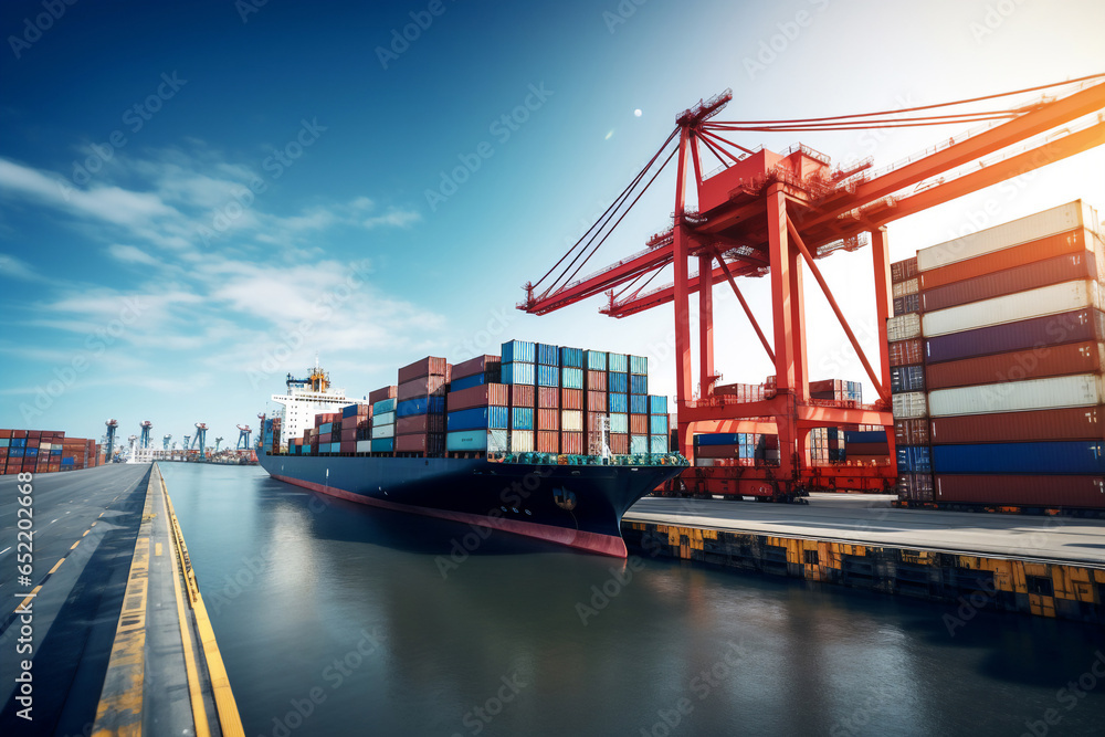 container vessel,container ship is arriving at port , Logistic business ...