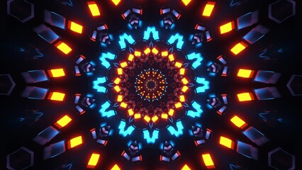 Sticker - Colorful animation design is shown in the dark. Kaleidoscope VJ loop.