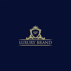 SP Luxury lion crest logo - royal lion vector template