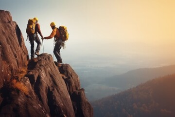 Wall Mural - Mountaineering extreme sport mountain and hike ,Generative AI