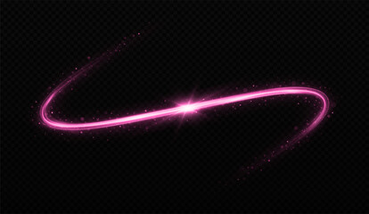 Wall Mural - Glowing wavy lines on transparent background. Magic sparkling trail. Luminous wavy comet effect.