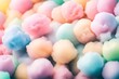 Colorful cotton candy in soft pastel color blur background