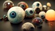 many eyeballs floating in the air photorealism fantasy wideangle specular highlights raytracing 