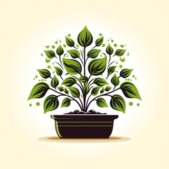 Poster - Potted plant with green leaves growing out of it.