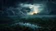 thunderstorm in the amazonian forest Generative AI