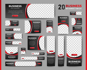 Wall Mural - set of business web banners template design with image space. vector