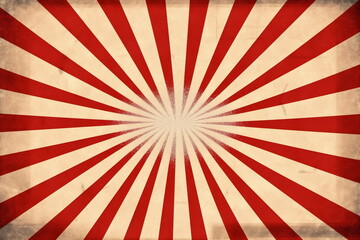 Sunlight retro background. Magic Sun beam ray pattern background. Old paper starburst. Circus style. Pale red, beige color burst background