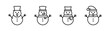 © miamonensi - Snowman icon in line. Outline snowman icons set. Winter snowman sign in line. Stock vector illustration