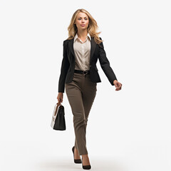 Wall Mural - portrait of Businesswoman walking, isolated on white, transparent