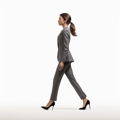 portrait of Businesswoman walking, isolated on white, transparent