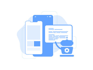 Wall Mural - ai tools for mobile app development concept. built generative ai-coding assistant mobile app. ai cod