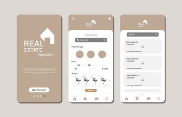 Wall Mural - buy real estate properties via online for mobile app. graphical user interface for responsive mobile