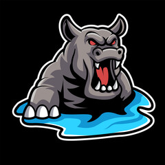 Sticker - Hippo e-sport logo mascot design