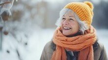Older Woman Portrait In Winter