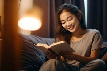  Girl Reading a Book at Home, book lover at home, reading a good book, cozy reading time, woman engrossed in a novel