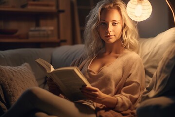  Girl Reading a Book at Home, book lover at home, reading a good book, cozy reading time, woman engrossed in a novel