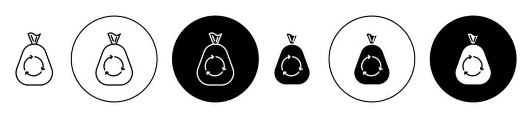 Poster - Trash bag icon set in black filled and outlined style. suitable for UI designs